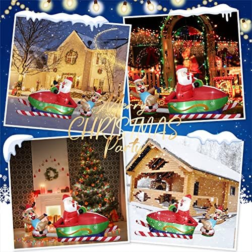 Dukasou 8 ft Божиќни надувувања на отворено украси, надувување на Божиќ, разнесени украси на отворено во дворот, снежен мотор, Дедо Мраз и