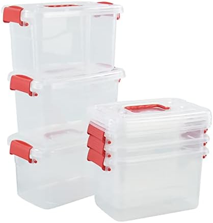 Динкона Пластични Кутии Со Капаци, Проѕирни Канти За Складирање Поставени од 6, 6 Кварти