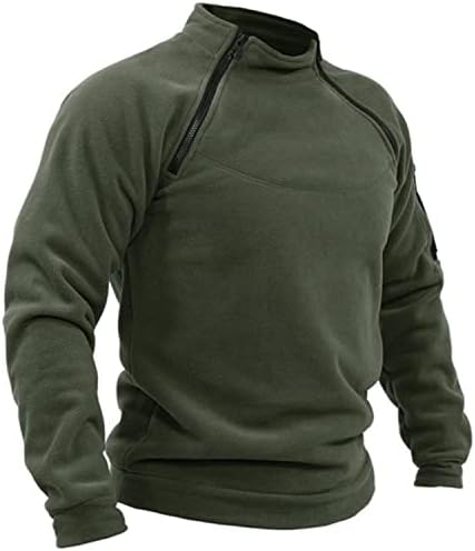 Qtthzzr кул зимски долги ракави пуловер за мажи Полиестер топло со џебови пулвер вграден подбиен врат цврст