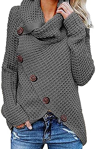 Женски пролетни џемпери мода есенско копче за зимски долги ракави надолу неправилно плетено џемпер симпатично