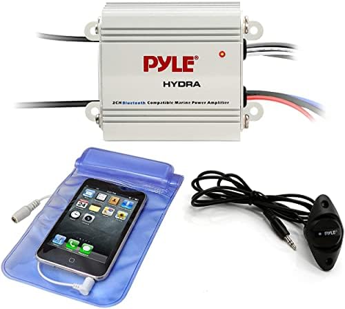 Pyle Auto 2-Channel Mridgeable Marine засилувач со Bluetooth звучници, бело