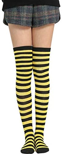 Andongnywell жени со долги ленти со долги ленти над коленото високи непроaирни чорапи со ленти со високи чорапи за Ноќта на вештерките за Ноќта
