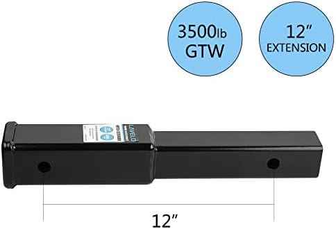Lavelo 12 -инчен Hitch Extender, Extension Tube за приемник за метеж од 2 инчи, 3500 фунти. GTW