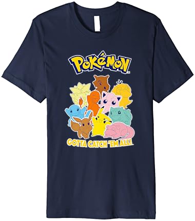 Pokémon Group шут бојата блок-постер премиум маица