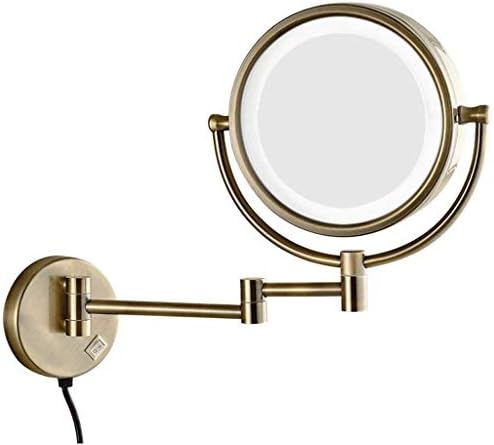 Делето суета огледало, огледало за шминка Vanity огледало LED осветлен wallид монтиран 7x зголемување со двојно еднострано 360 ° вртење