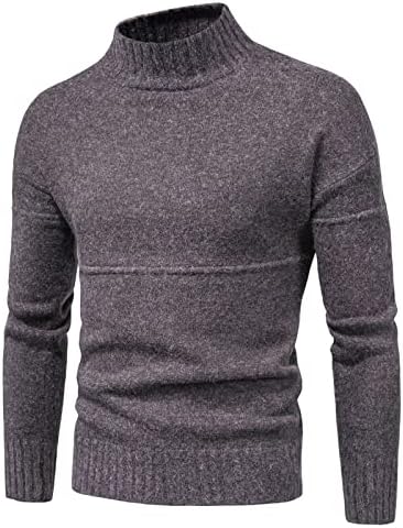 Џемпер за машка желка зимски топол рекреативен слој на долниот дел од цврста боја, долги ракави со долги ракави на врвовите на