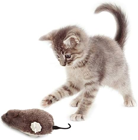 Fegoclt креативна смешна часовничка пролетна моќност плишано глувче играчки мачки кучиња игра играчка механичко движење стаорец додатоци