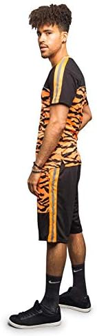 Победничка машка дип -боја градиент на тигар камо -тренерски постави кратки ракави на врвот и шорцеви