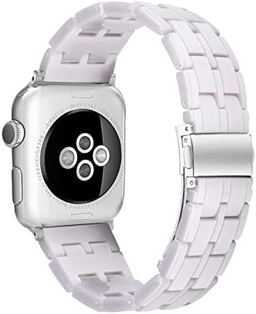 Herbstze for Apple Watch Band 38mm, нараквица за модна смола iWatch Band со метална не'рѓосувачка челик за челик за Apple Watch Series 3