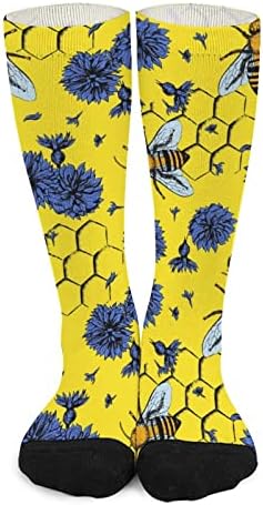 Пчели И Цвеќиња Боја Појавување На Високи Чорапи Модни Спортови Топли Чорапи За Мажи Жени