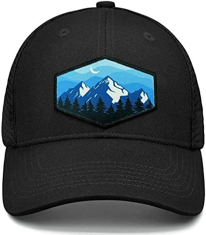 Планинска капа на Пакојгл, борово дрво, месечина Каминувач Капчиња прилагодлива мрежа капа на отворено, капа за мажи за мажи Унисекс - Црно сино