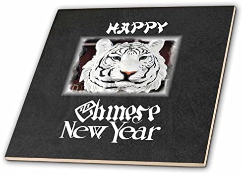 3дроза Слика На Црно-Бело Среќна Кинеска Нова Година Со Бели Тигар-Плочки