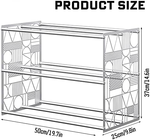 Нихоме Сребрена 3-ниво решетка за чевли-геометриски образложени повеќеслојни организатор за мали простори со капацитет за складирање
