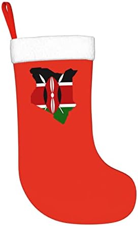 QG ZZX кениско знаме мапа Божиќно порибување Божиќни чорапи камин виси чорап 18 инчи за одмор