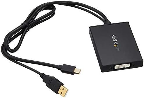 Startech.com Mini DisplayPort до адаптер за двојна врска DVI - USB напојување - Двојна врска со врската - Црна - DVI Активен конвертор