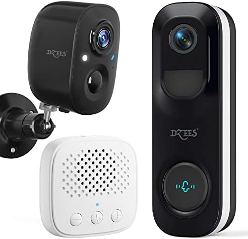Безжична безбедносна камера на Dzees - WiFi на отворена камера WiFi WiFi безжична ， 2K видео врата со врата со чима, во центарот на