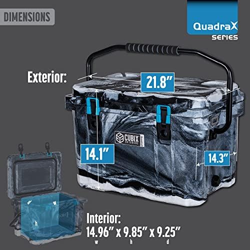 Cubix Outdoors Quadrax 20 Quartoded Portable Hard Cooler за кампување, риболов, плажа | Тешки изолирани мраз градите | Задржување