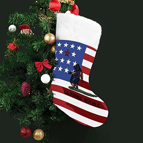 Калифорнија сурфа мечка Божиќни чорапи порибување на Божиќни дрвја санта украси што висат украси за одмори од камин 16,5 “