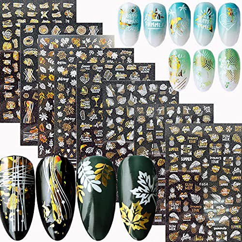 9 листови налепници за златни нокти и 8 чаршафи налепници за златни нокти