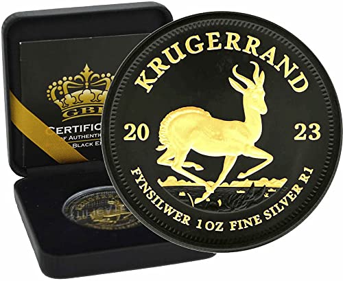 2023 de Gold Black Empire Powercoin Krugerrand Edition 1 Oz Silver Coin 1 Rand South Africa 2023 BU брилијантно нециркулирано