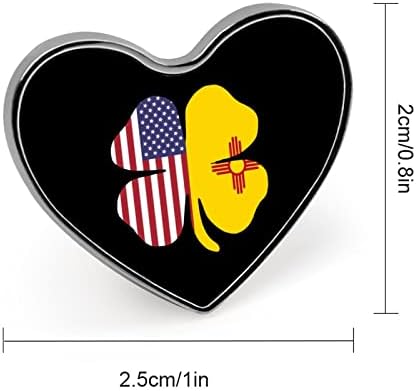 Американски ново Мексико државно знаме Шамрок Копче за ранец на значки во форма на срцев удар, симпатични брох игли за украси за забави