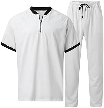 Менс поставува 2 парчиња облека за кошула модни патеки обични сетови плус големина кратки ракави и панталони сет