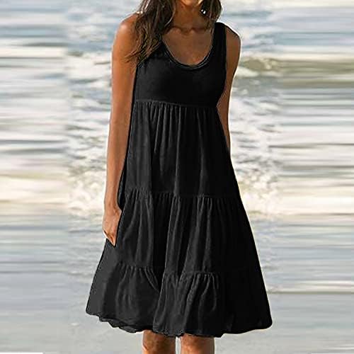 Летен Фустан За Жени 2023 Моден Празник Лето Еднобоен Фустан На Плажа Без Ракави