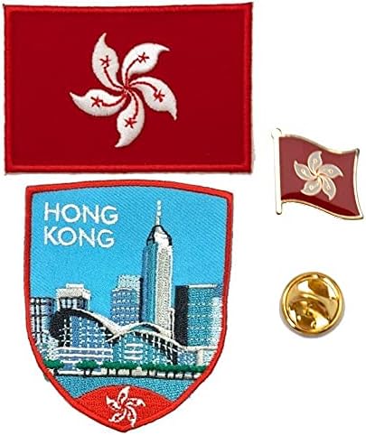 А -Еден - Везник во Хонг Конг Шилд+Кинеско знаме и брош, метрополис шарена апликација, кинески знаме за лаптоп, азиска туристичка атракција за