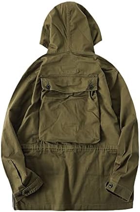 Uktzfbctw Машка качулка јакна со качулка, мулти-џебови, воена работна облека тренд улична облека за мажи