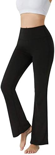 Juneue жени широки панталони за нозе чизат јога панталони со џебови со високи половини од црно -одблесоци атлетски панталони случајна работа