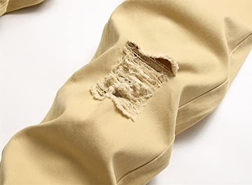 Машки искинати слаби фармерки за истегнување гроздобер потресени права панталони со тексас редовно се вклопуваат уништени панталони