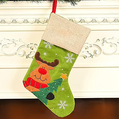 Божиќни чорапи мини чорапи Санта Кенди Подарок торба за елки украси украсени стаклени птици мали