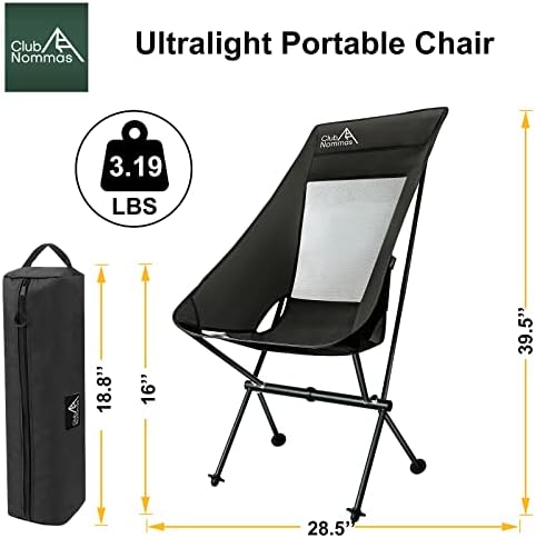 Клуб Номмас кампување столици со овластена ткаенина Кордура - Високиот грб | Лесни столчиња за преклопување, компактни столчиња на отворено