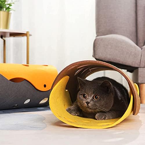 Тунели за мачки, преклопни миленичиња тунел тунел кревет со дупки, мачки DIY играат мат мачка активност килим играчка за интерактивни/вежби