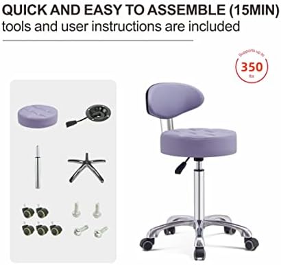 Грејс и Грејс Пневматска висина Прилагодлива столче за вртење на вртење со удобно седиште тешка метална база за салон, масажа, продавница и кујна
