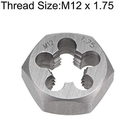 Uxcell Hex Rethreading Die M12 X 1,75 Pitch Carbon Steel Stemry Stemry Staper Taper цевка за умирање точност Одделение: 6G
