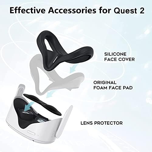 Тешко носење кутија leqtroniq компатибилен со мета/окулус потрага 2 додатоци VR слушалки, лесен преносен заштитен случај со силиконски заштитник на лицето и заштитник н?