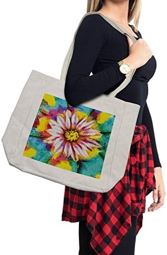 Психоделична торба за психоделична кеса, ефект на маслена боја на цветни цветни апстрактни ливчиња со цвеќиња од цвеќиња, еколошка торба за еднократна