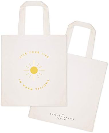 Компанијата Cotton & Canvas Co. Live Life во топла жолти летна торба за плажа, торба за пливање, шопинг и патување за еднократно рамо и чанта