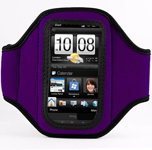 Елегантен OEM VG Brand Purple Armband со отпорна на потта за HTC EVO 3D 4G Android телефон + во живо Sufe Love Love Vangoddy Band Band