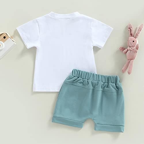 Новороденче Дете за бебиња Момци Велигденска облека за зајаче писмо лето за кратки ракави маица врвови за обични велигденски