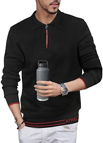 Алтаирега Менс Поло кошули чист памучен пуловер со долг ракав плетен лесен џемпер обичен голф атлетски активна облека