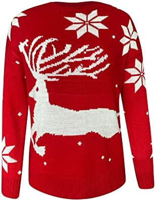 Грдите Божиќни екипи џемпери за жени лесни ирваси на ирваси снегулка Плејвер плетен долг ракав симпатични трендовски врвови