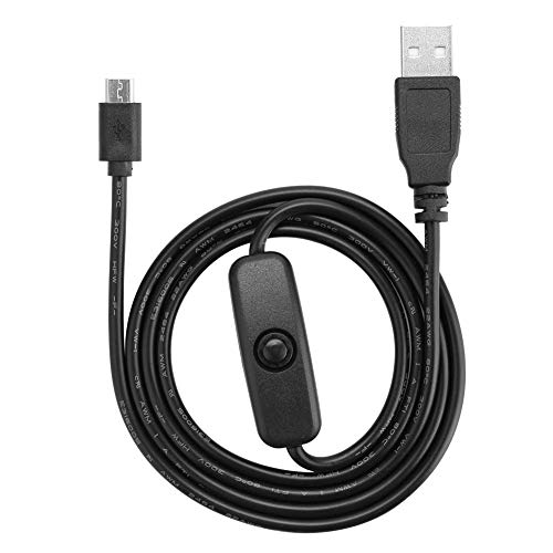 Кабел за напојување за кабел за полнење со микро USB со малина PI со прекинувач за вклучување/исклучување за Raspberry PI 3/2/B/B+/A.