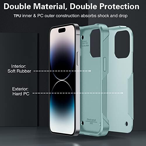 Ptuoniu за iPhone 14 Pro Max Case, [6 in 1] iPhone 14 Pro Max Thone Case со [2PCS стаклен заштитник на екранот+заштитник на леќи на камера] [10ft Воен droproof]