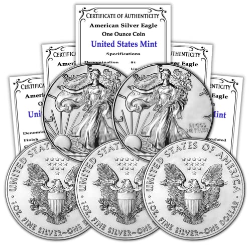 1986-2021 Многу 1 Мл Американски Сребрени Орел Монети Брилијантен Нециркулиран Со Сертификати За Автентичност БУ