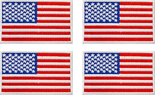 4PCS Премиум железо на САД Американско знаме тактички закрпи со железо при поддршка за ранец за капаци за капаци, панталони од 8 см *5см