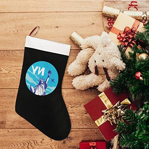 Chritstујорк Сити Божиќно порибување кратки плочи на Божиќни чорапи што висат украс за украсување на камин на новогодишна елка 26x42cm