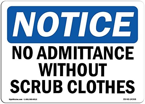 Знак за известување за ОСХА - Без прием без облека за чистење | Цврст пластичен знак | Заштитете ја вашата деловна активност, градилиште, магацин