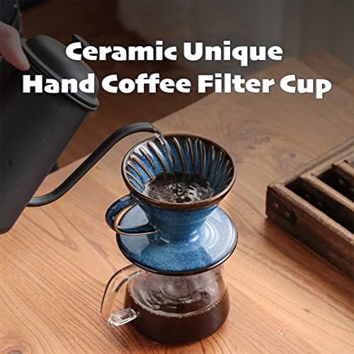 Керамички филтер за капење со кафе 60 агол затегната рака за производство на кафе чаша печка за печка Ретро филтер сет за кафе